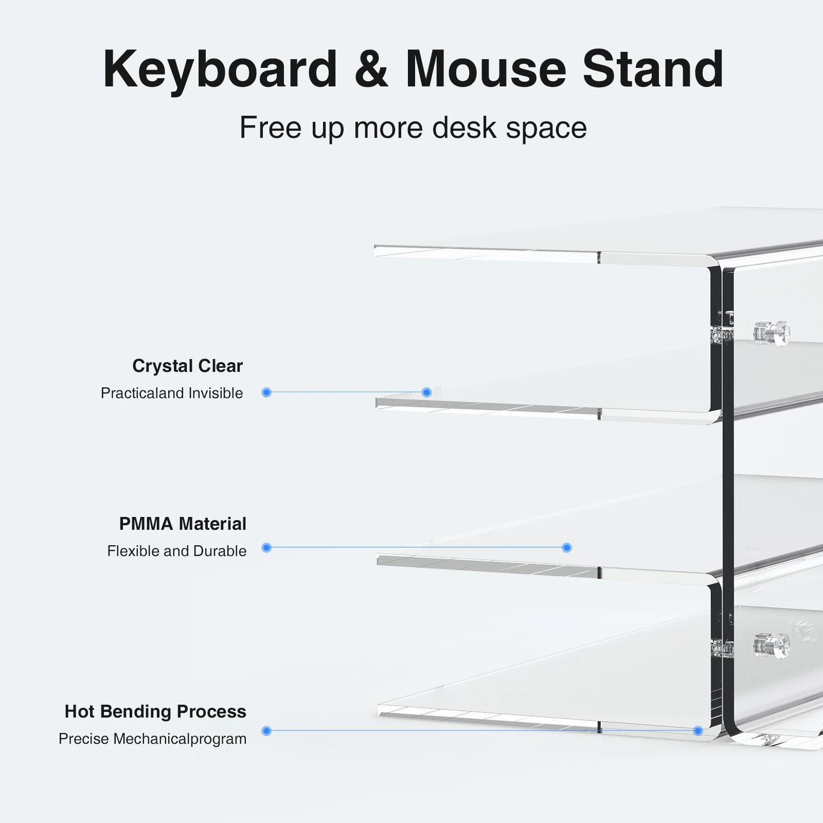 3レベルのアクリル製マウス収納スタンド,キーボード,マウス,デスクトップを収納するためのプレートホルダー
