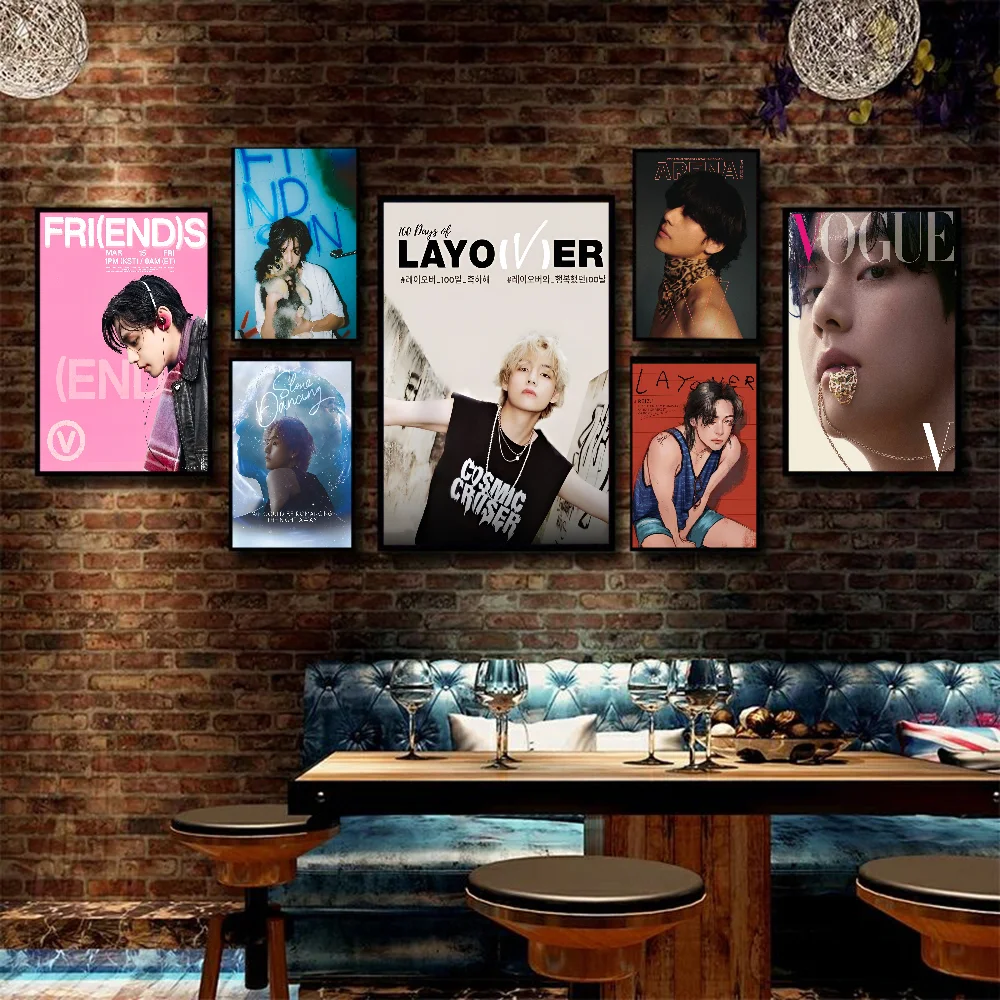 Kpop Kim Tae H-Hyung V L-laover ملصقات كلاسيكية كلاسيكية ، ديكور غرفة عتيقة ، بار منزلي ومقهى #6