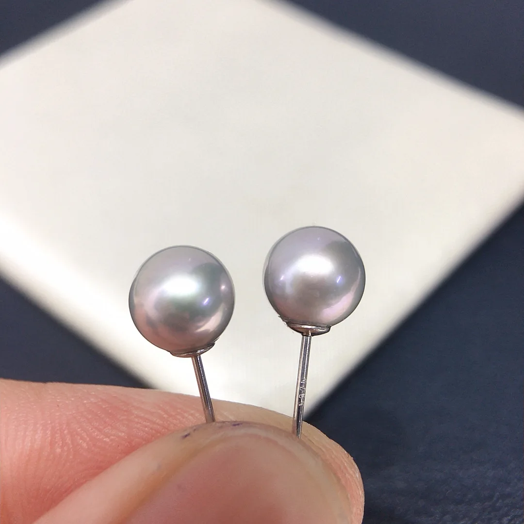

Classic Pearl Earrings AAAA9-10mm Natural South Sea Round Pearl Earrings 925s