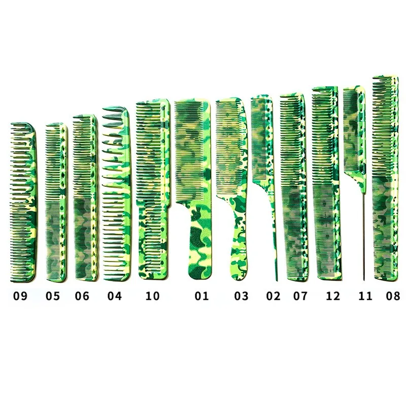 11 Men's  Camouflage Hair Cutting Combs Barber specific Pointed Tail Texture Combs Women's Medium And Long Hair Trimming Combs