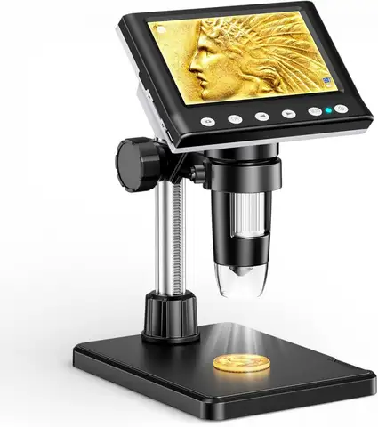 4.3 Inch 1000X USB Digital Microscope with 8 LED Lights for Coin Inspection, Electronics Repair, Windows/Mac Compatible