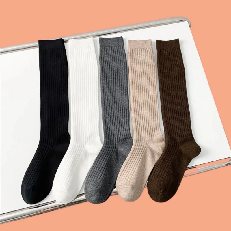 1/3/5 Paar Trends lässig adrette Knies trümpfe weibliche Baumwolle einfarbige lange Socken neue Damen hochwertige Socken