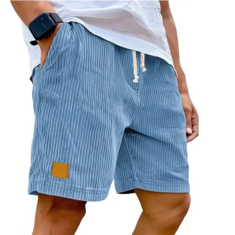 

Retro Embroidered Leather Tag Corduroy Faionable Casual orts for Men Summer Sport Sle Medium Stretch No Brand