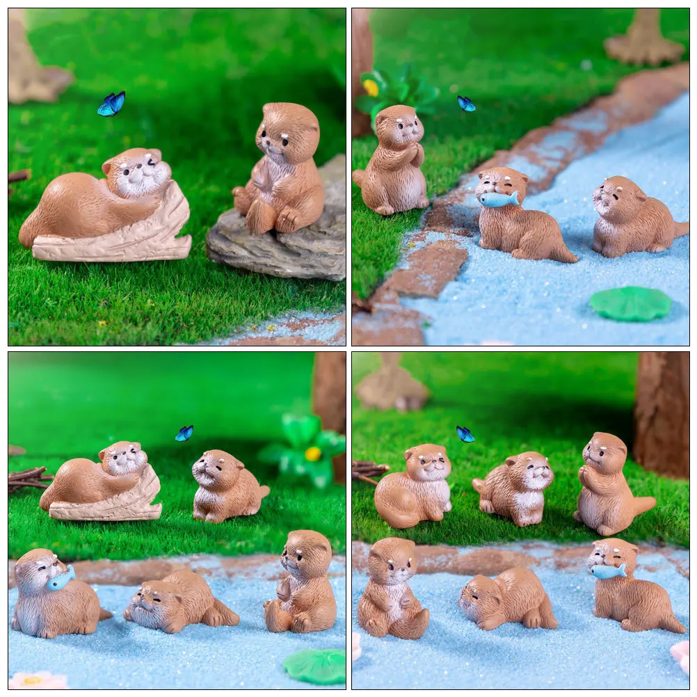 

7Pcs Miniature Otters Resin Animals Cute Design DIY Fairy Garden Moss Landscape Terrarium Bonsai Small Decor DIY Moss Garden