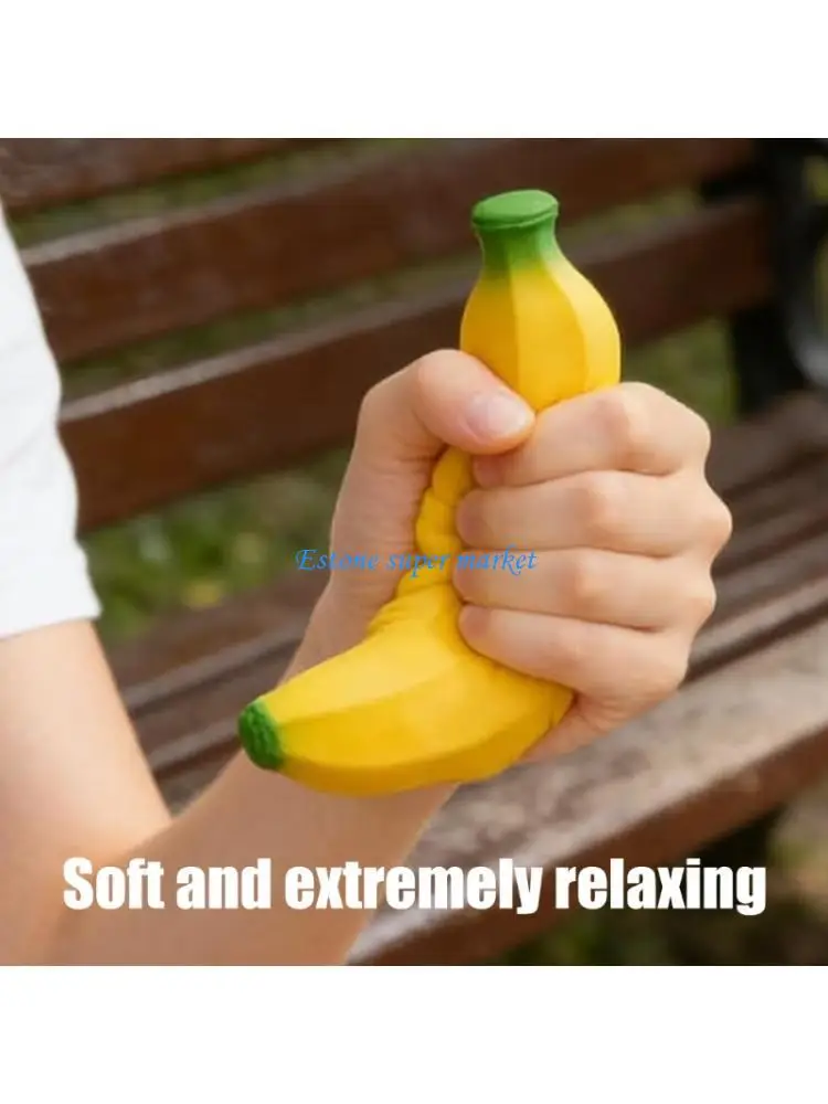 090B 17Cm Stretchy Banana Stress Ball Toy Hand Relax Comfort Toy For Squeezing And Decompressing Office Classroom Use