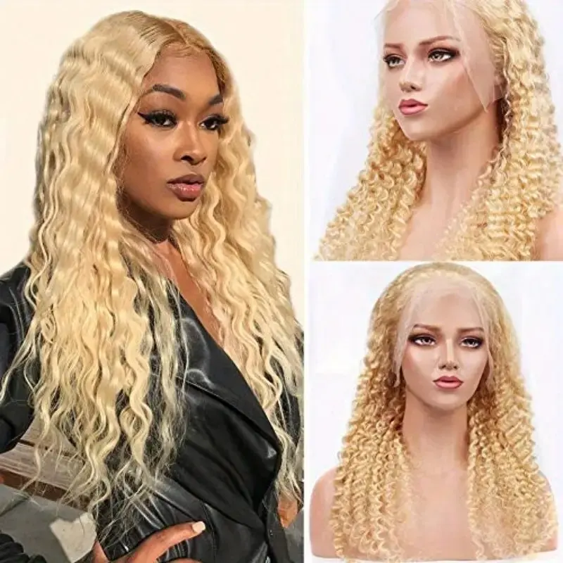 13x6 Lace Front Deep Wave 150 Density 613 Blonde 28 40 Inches 13x4 Lace Frontal Wig   Glueless Curly Blonde Human Hair Wigs