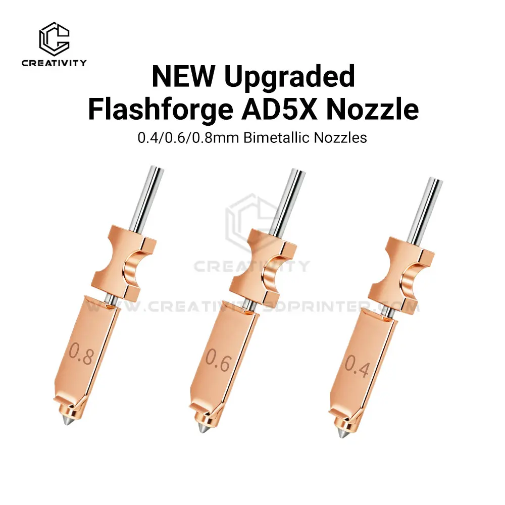 

New For FlashForge Ad5x Nozzle Hardened 0.4/0.6/0.8mm Adverturer Ad5x Flashforge Extruder Ad5x Hotend 3d Printer Accessories