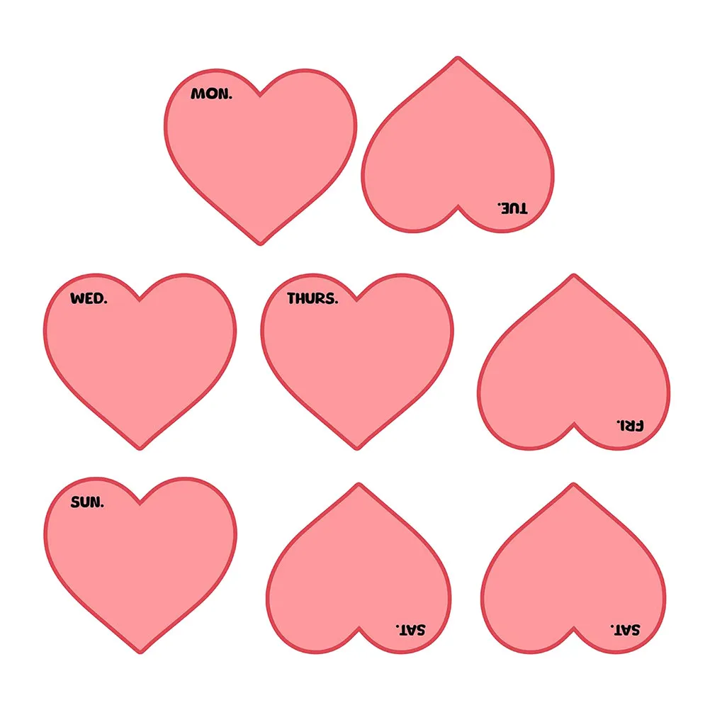 

8Pcs Love Heart Whiteboard Sticker Reusable Weekly Planner Dry Erase Memo Fridge Message Reminder