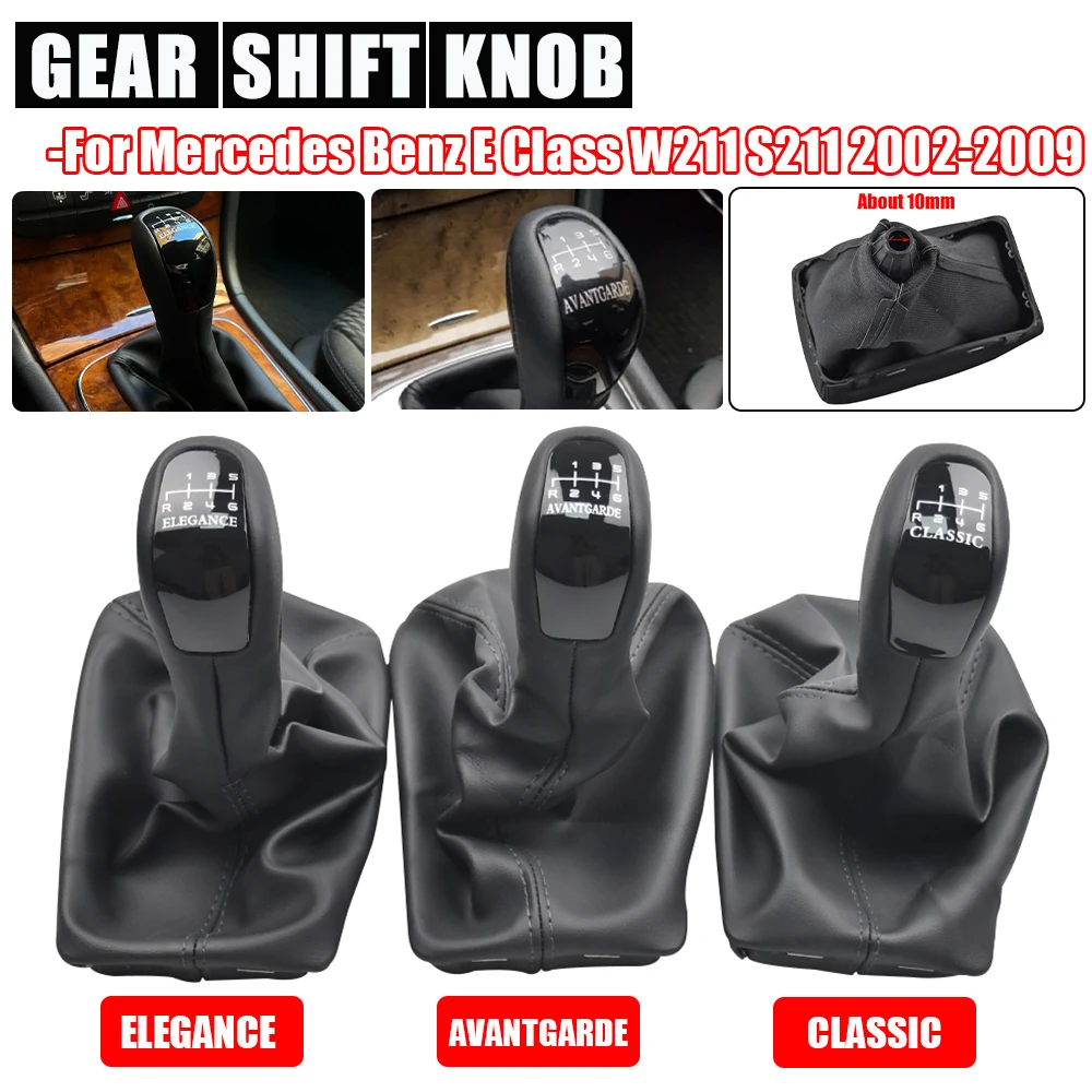 Car Manual 6 Speed Gear Shift knob Level Knob With PU Leather Boot Cover For Mercedes Benz E Class W211 S211 2002-2009