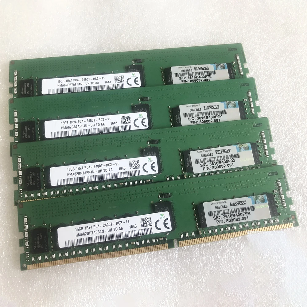 2PCS 805349-B21 819411-001 809082-091 RAM Gen9 16GB DDR4 2400MHz 1RX4 PC4-2400T 서버 메모리는 완벽하게 작동합니다. 빠른 배송