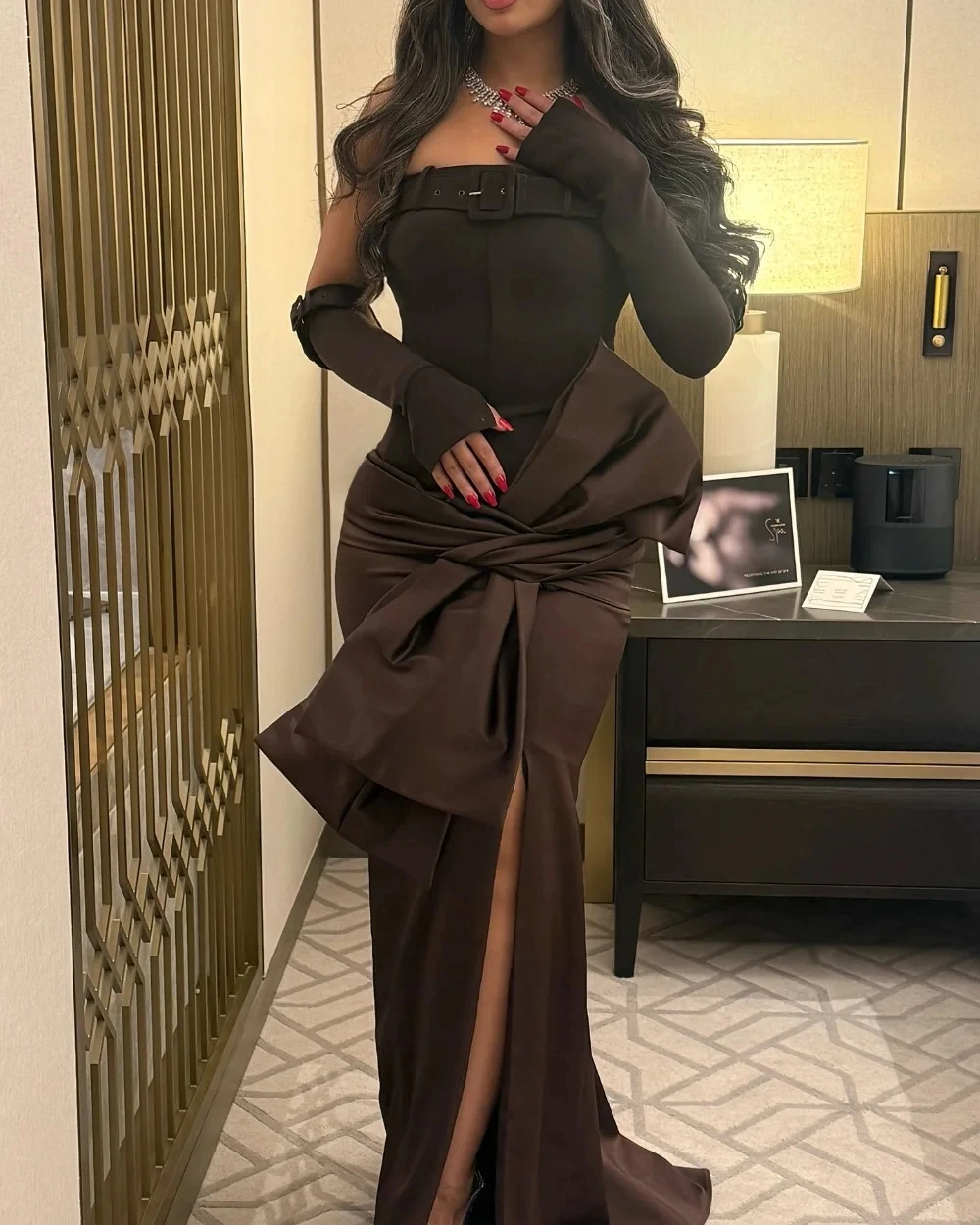 

Slit Formal Party Long Bespoke Occasion Gown Evening Dresses Prom Pastrol Unisex Jersey Retro Dubai Saudi Arabic Customized