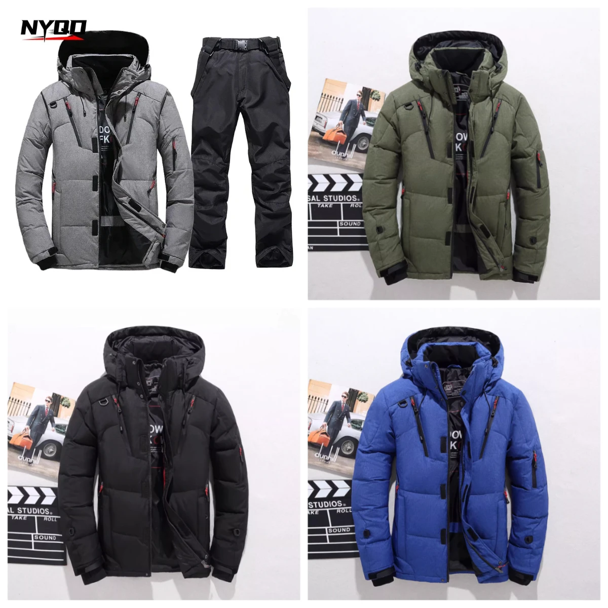 

Новый теплый зимний лыжный костюм: пуховик и брюки для мужчин, комплект для сноуборда, теплый комплект для снегохода, мужская одежда для активного отдыха, комбинезон