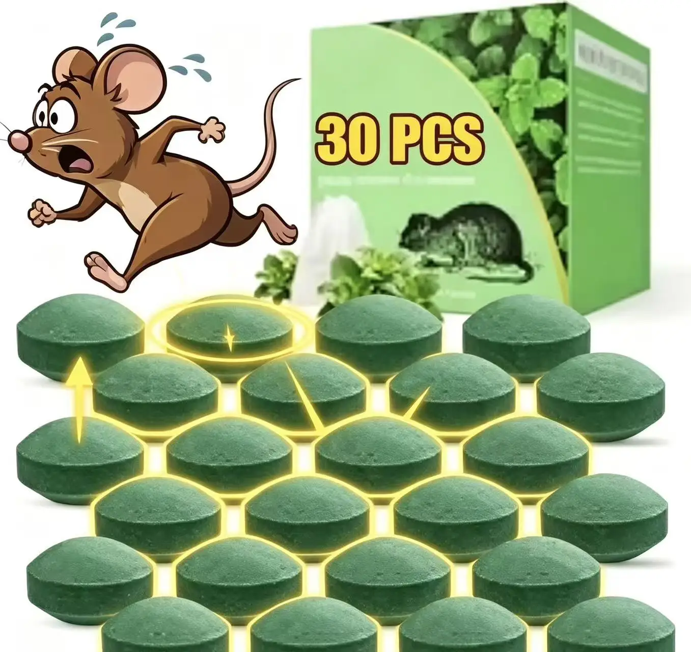 30pcs Wholesale Powerful Rodent Repellent Pills Natural Mint Pellets Mouse Traps for Indoor Outdoor Rat Mice Roach Insect Contro