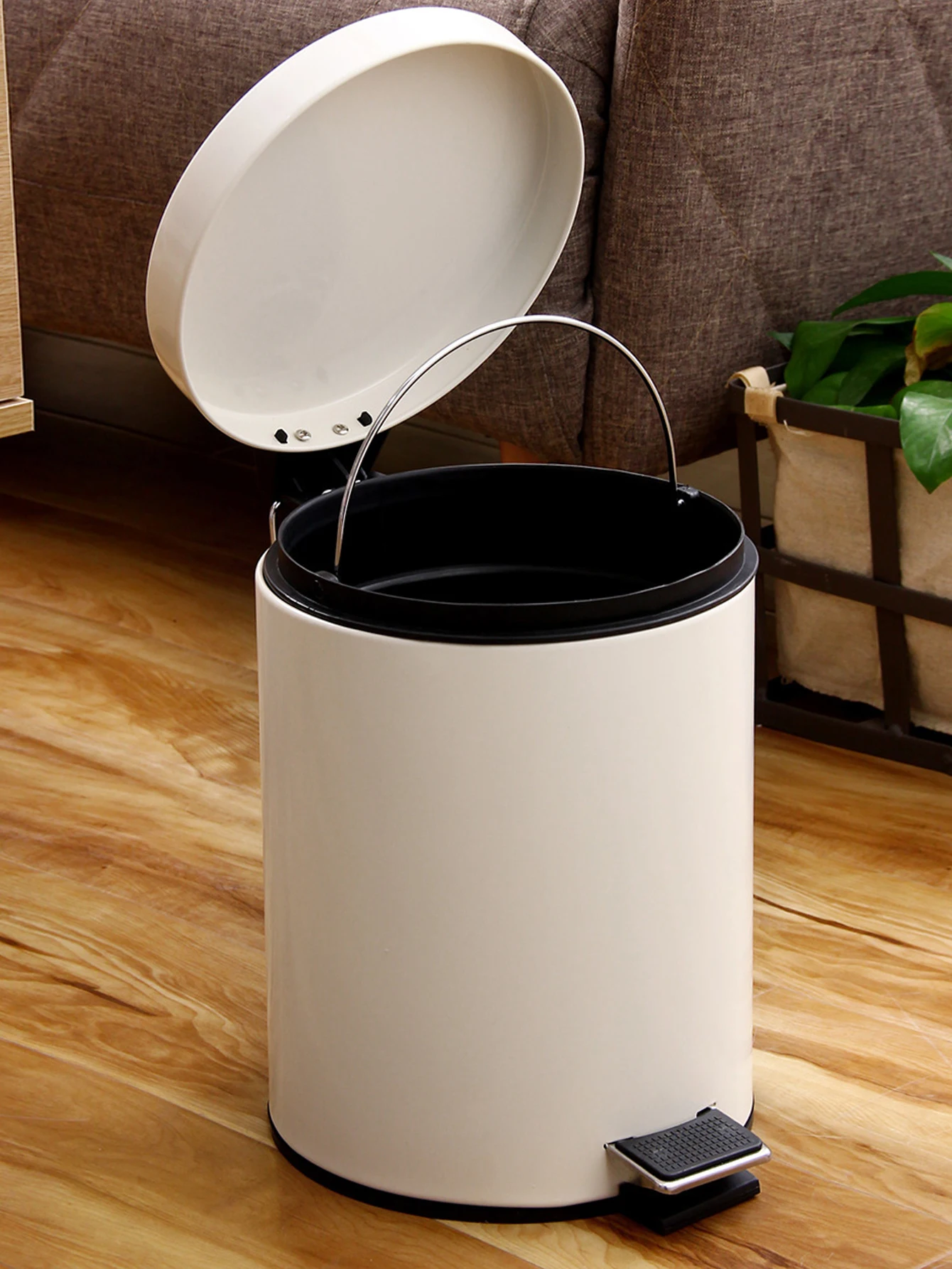 5L White Round Garbage Can Trash Can with Lid and Inner Trash Bin for Kitchen or Bathroom Garbage Bin with Lid