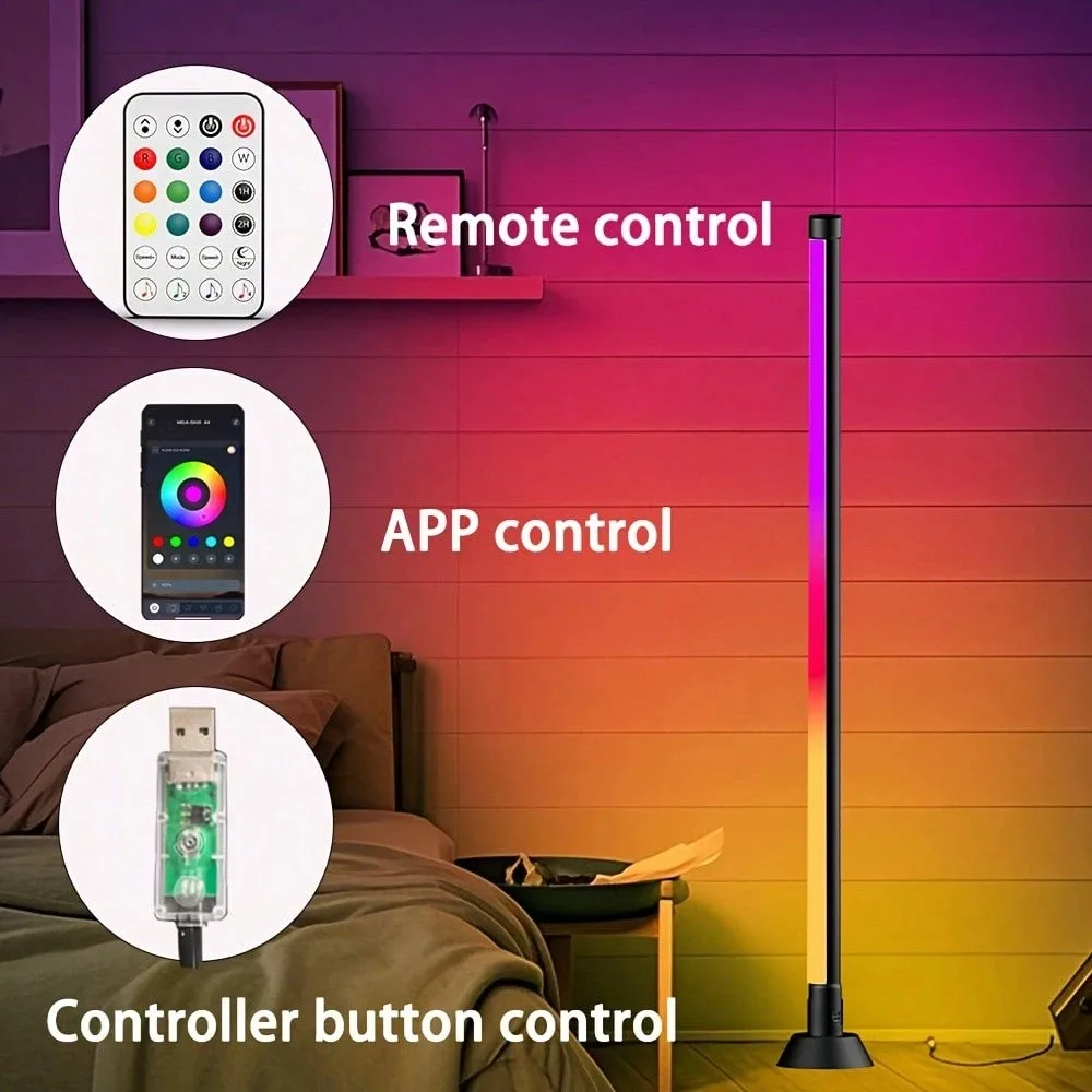 Music Sync RGB LED Floor Lamp Dynamic Color Changing Standing Light Romantic Ambient Light for Weddings, Parties, Hotels, Bedrooms, Gaming Rooms & Football Matches, Ideal Festival Gift