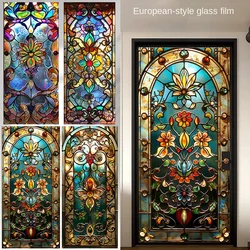 European Vintage Stained Glass Film Window Anti-peeping Window Sticker Stained Glass Window Film Static Cling Frosted / Etched