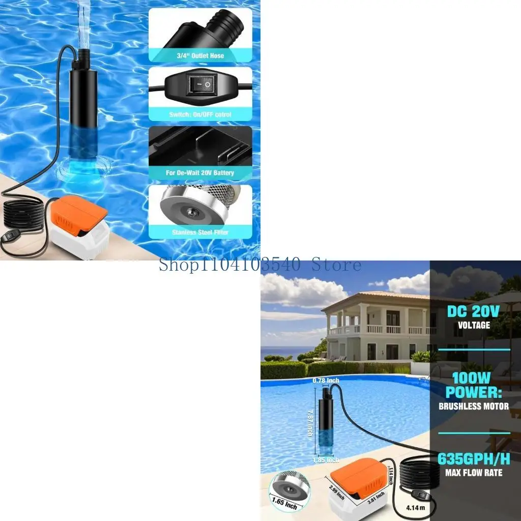 02DC Transfer Pumps Cordless Water Pumps With 5M Cable 4500RPM Motor for 20V Batteries ForMultiple Use