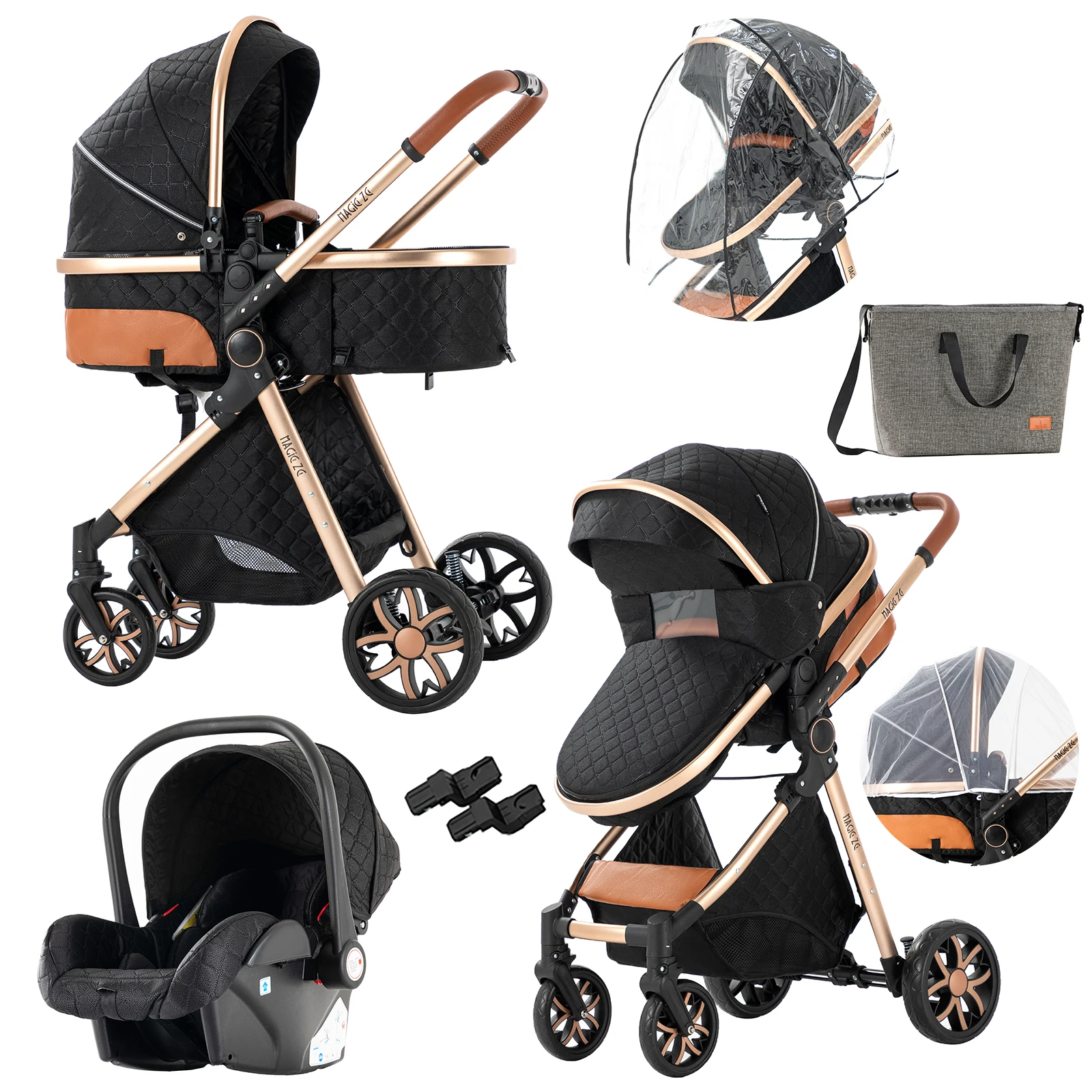 Baby stroller 3 in 1 stroller baby carriage lightweight stroller Mother kids baby carts High landscape stroller travel pram
