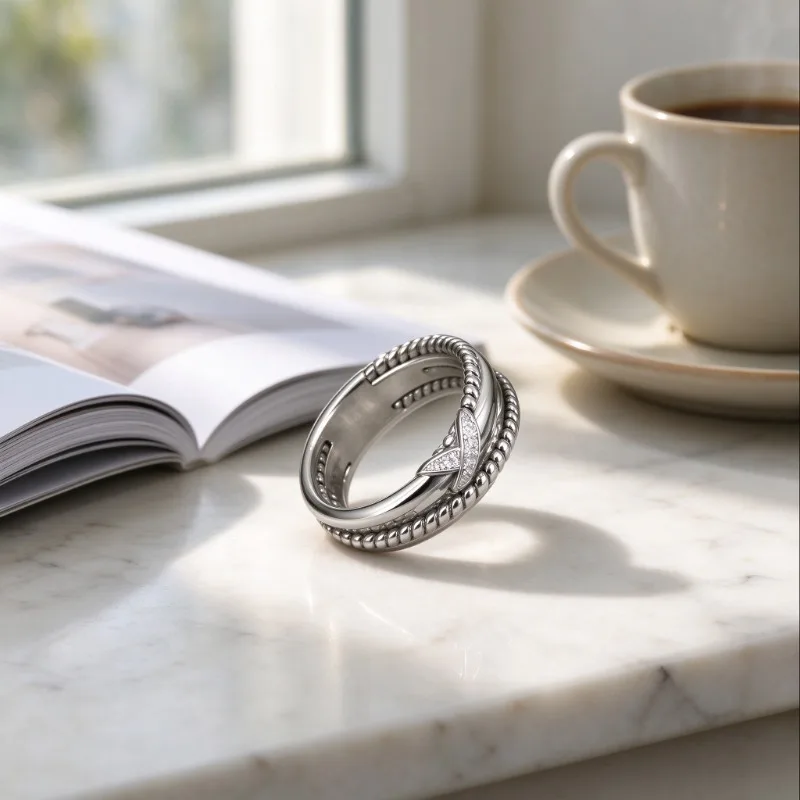 Twisted Cable Band Ring for Women Classic Braided Wire Design Alloy Finger Ring Polished Finish Statement Jewelry for Daily Wear Party Anniversary Gift for Ladies