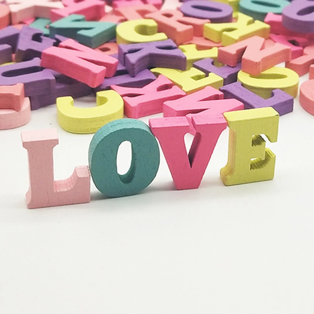 

100 Pcs DIY Jewelry Wood Pieces Love Letter Wooden Embellishments Slice Decorations Alphabet Paper Cut