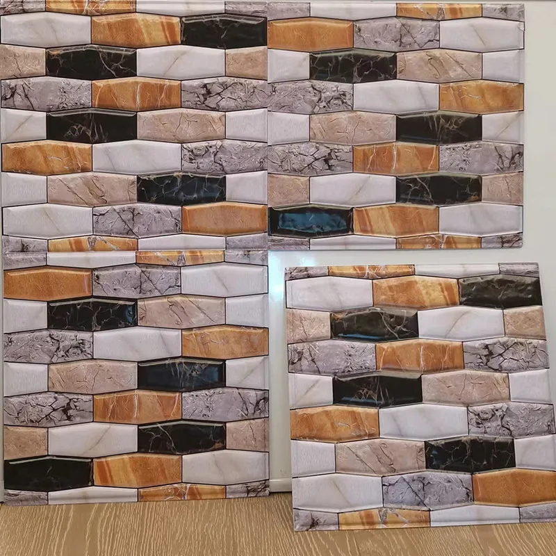 10/20 pcs/pack Vinyl Waterproof and Oil-proof Wall Stickers Easy To Clean, Classic Brick Pattern Self-adhesive PVC Tile Stickers