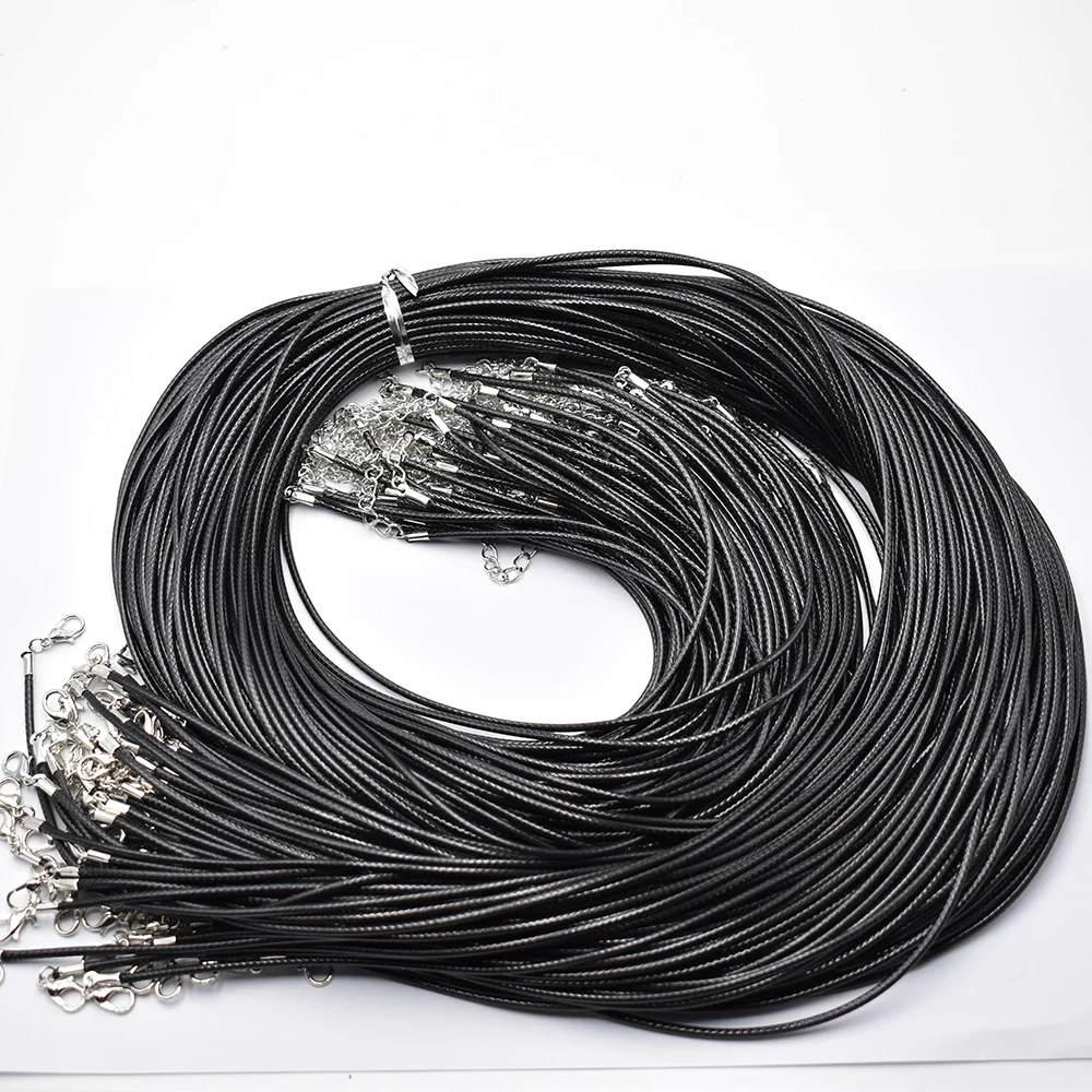 

Fast Ship Wholesale 2mm 80cm Black Wax Leather Cord Necklace Rope Chain Lobster Clasp DIY Jewelry Accessories 100pcs/lot