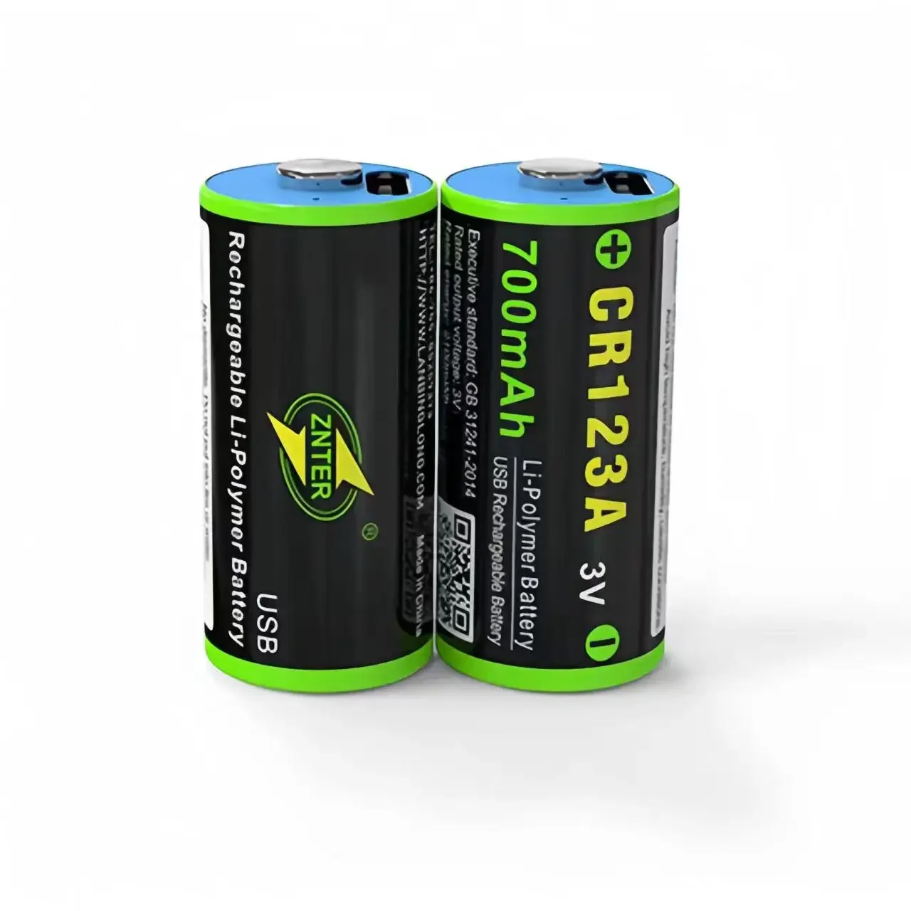 4PCS ZNTER 700mAh CR123A oplaadbare lithiumbatterij 3.0V USB oplaadbare batterij Instrument camera rookmelder flash