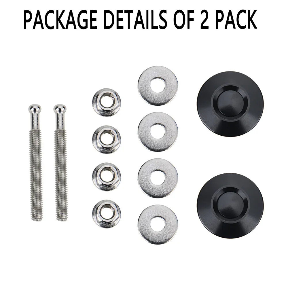 2PCS Aluminum Car Quick Release Latch Push Button Hood Pins Bumper Hood License Plate Lock Clip Kit Bonnet Lock 1.18\