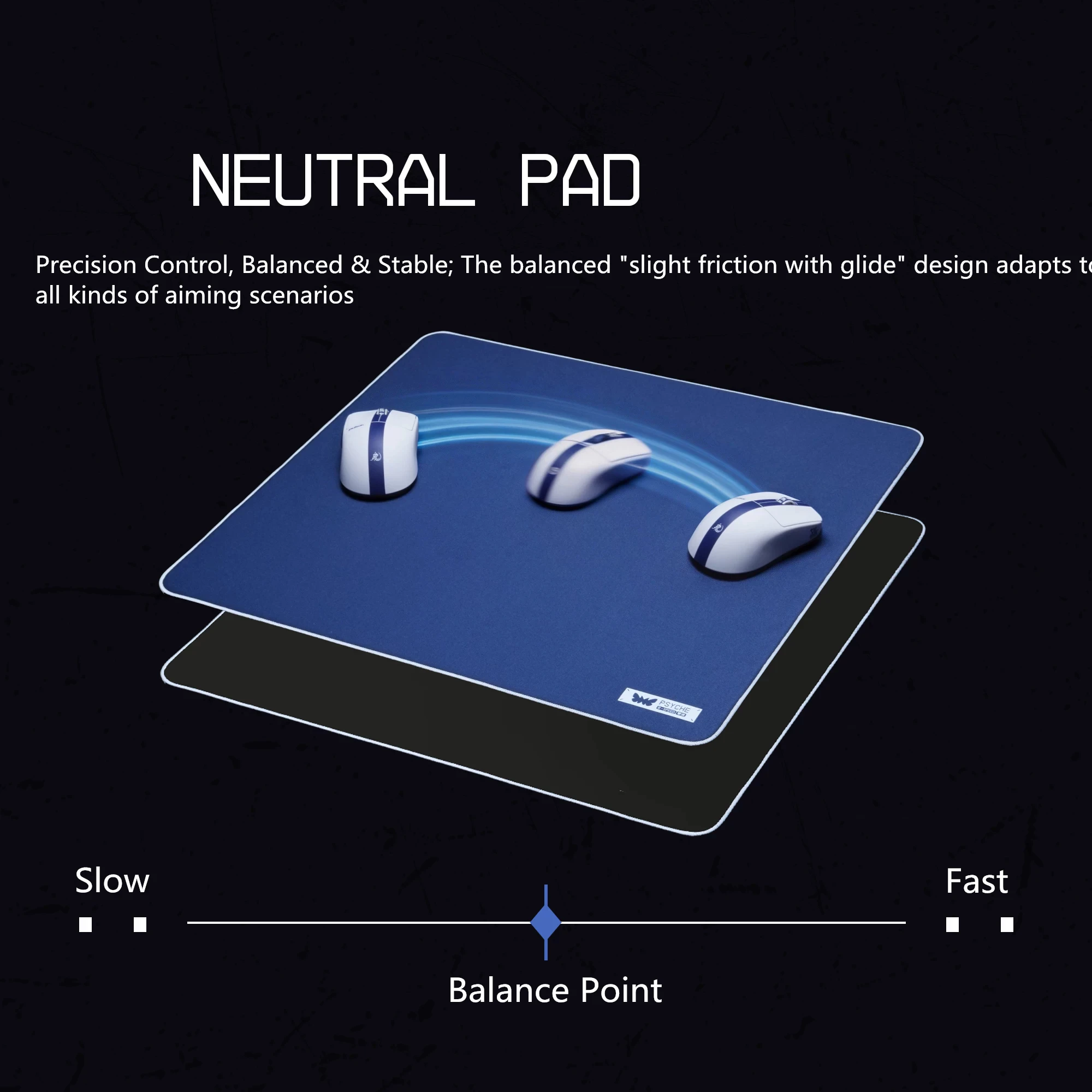PSYCHE Gear 0-SPEED Neutral Control Esports Mouse Pad For Delta Action Valorant CS2 High-Elasticity Polyester Foam Xsoft Mat