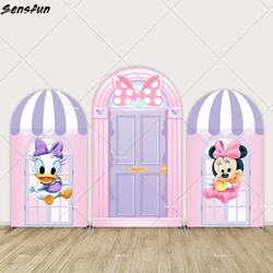 Daisy Duck Minnie Mouse Bowtique Baby Shower Arch Backdrop Cover Chiara Wall Photo Background Baby Girl 1st Birthday Party Decor