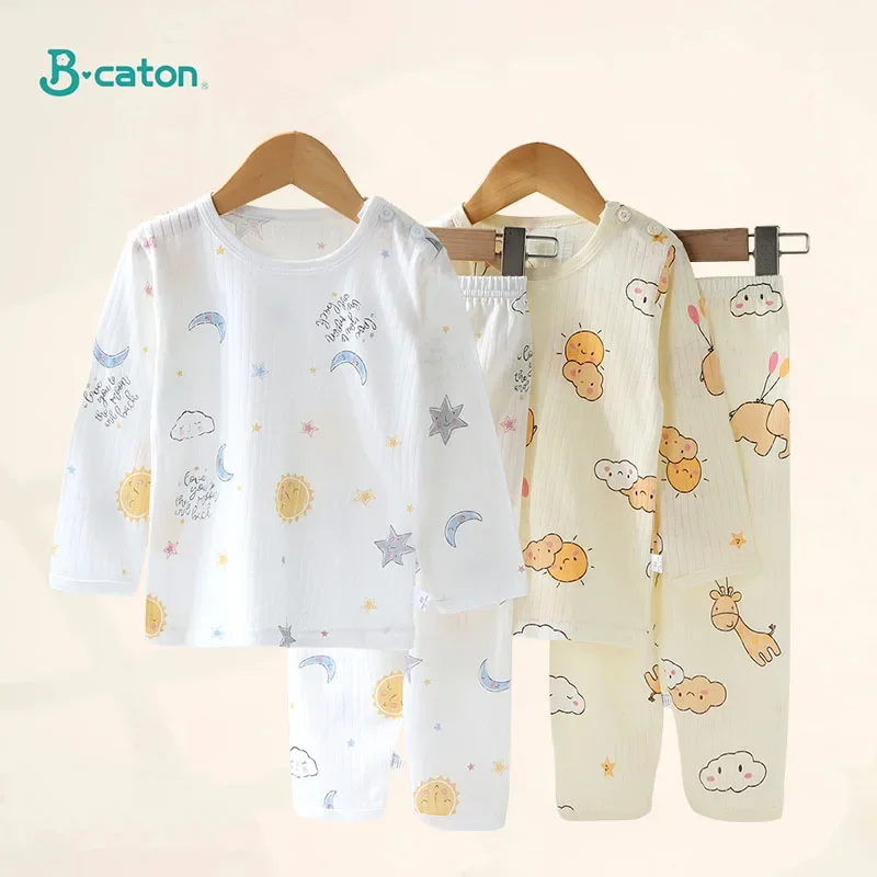 Cotton Kids Clothes Children Pajama Sets  Home Sleepwear Children's Clothing Boy Girl Autumn winter T-shirt Tops Pants Suits