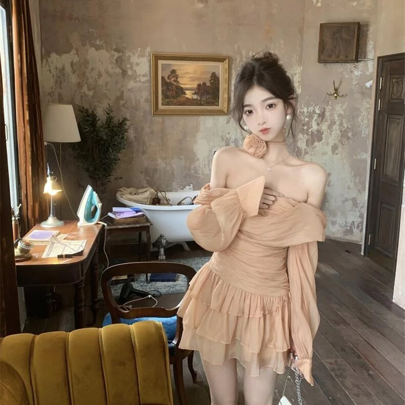 

Pure Desire Spicy Girl Sle Strapl Dr Женская летняя плиссированная полупрозрачная утягивающая длинная юбка с высокой талией Sve ort