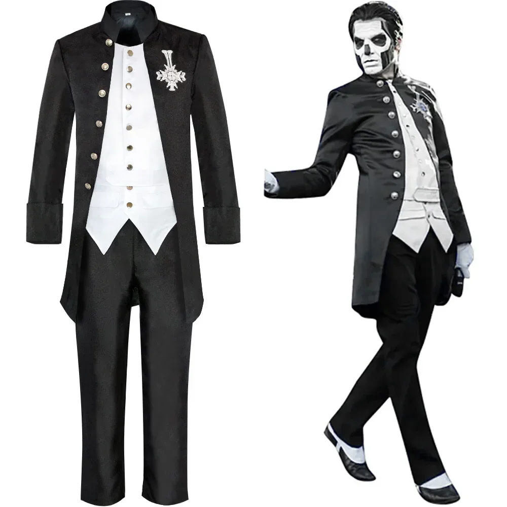 

Anime Papa Emeritus Inspired Cosplay Ghost B.C Costume Adult MenHalloween Carnival Costume Autumn Long CoattCostume Clothing