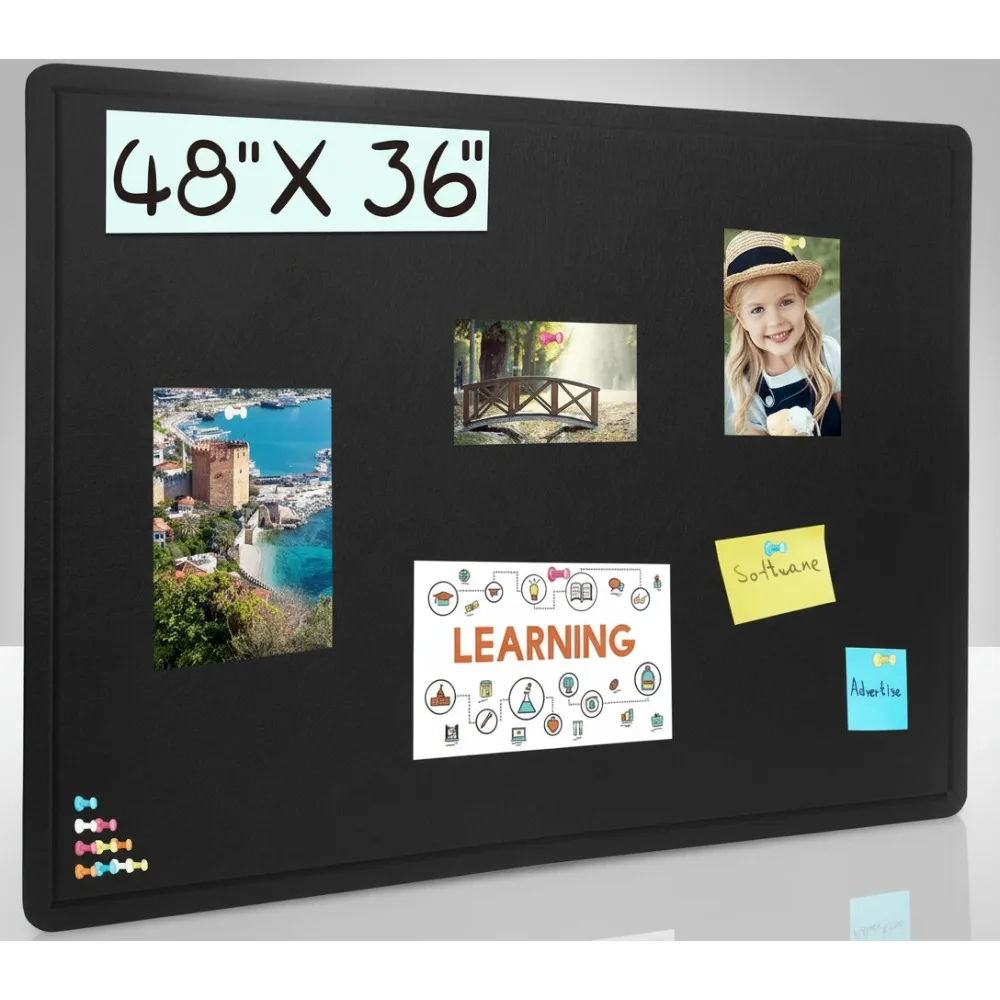 لوحة إعلانات لباد كبيرة مقاس 48 × 36 بوصة، لوحة صور ذاتية اللصق قابلة للطي ومزاج رؤية للمنزل والمكتب والفصول الدراسية #1
