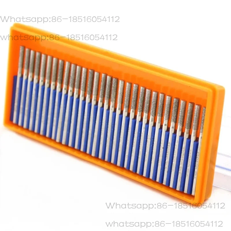 30 Pcs Bur Diamond Grinding Head 1 1.5 2 2.5 3 3.5mm Cylindrical Engraving Bits Coated Carving Burrs Shank 1/8