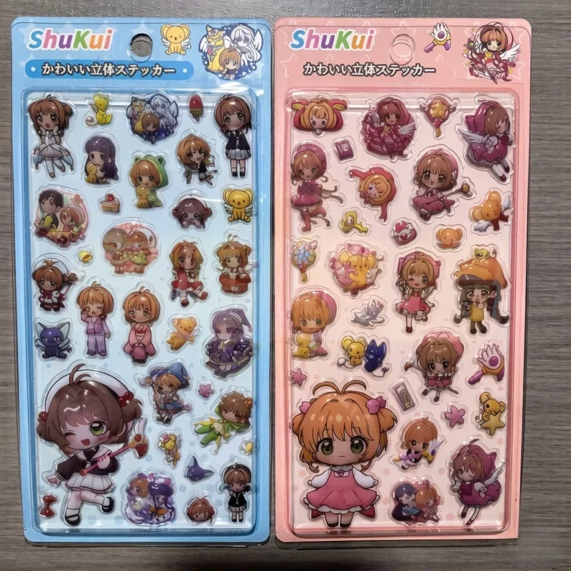 20/40pcs 3D Relief Stickers Cute Sakura Momoko‌ Sakura Kinomoto Crystal Stickers DIY Decoration Stickers Student Stationery Gift