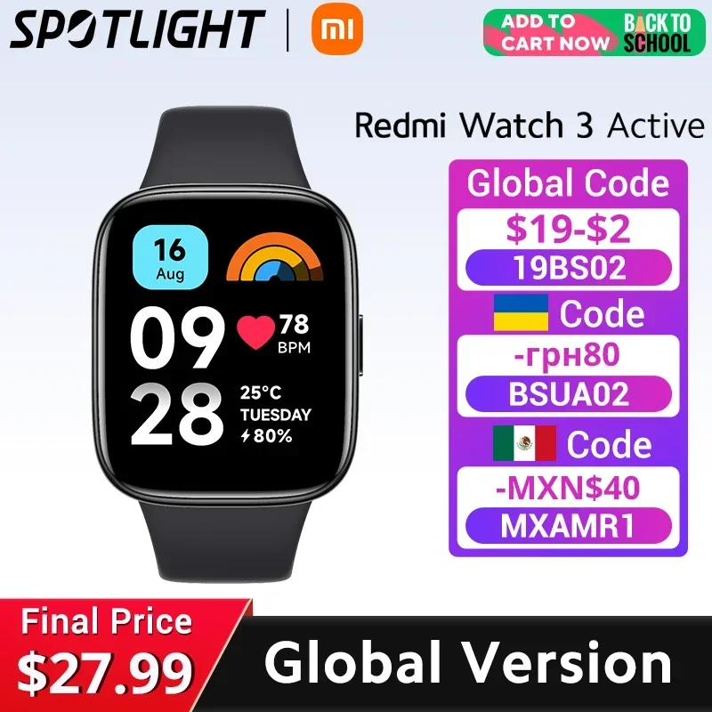 [Fast Delivery]Xiaomi Redmi Watch 3 Active Global Version Bluetooth Phone Call Blood Oxygen Monitor Heart Rate 1.83'' Display