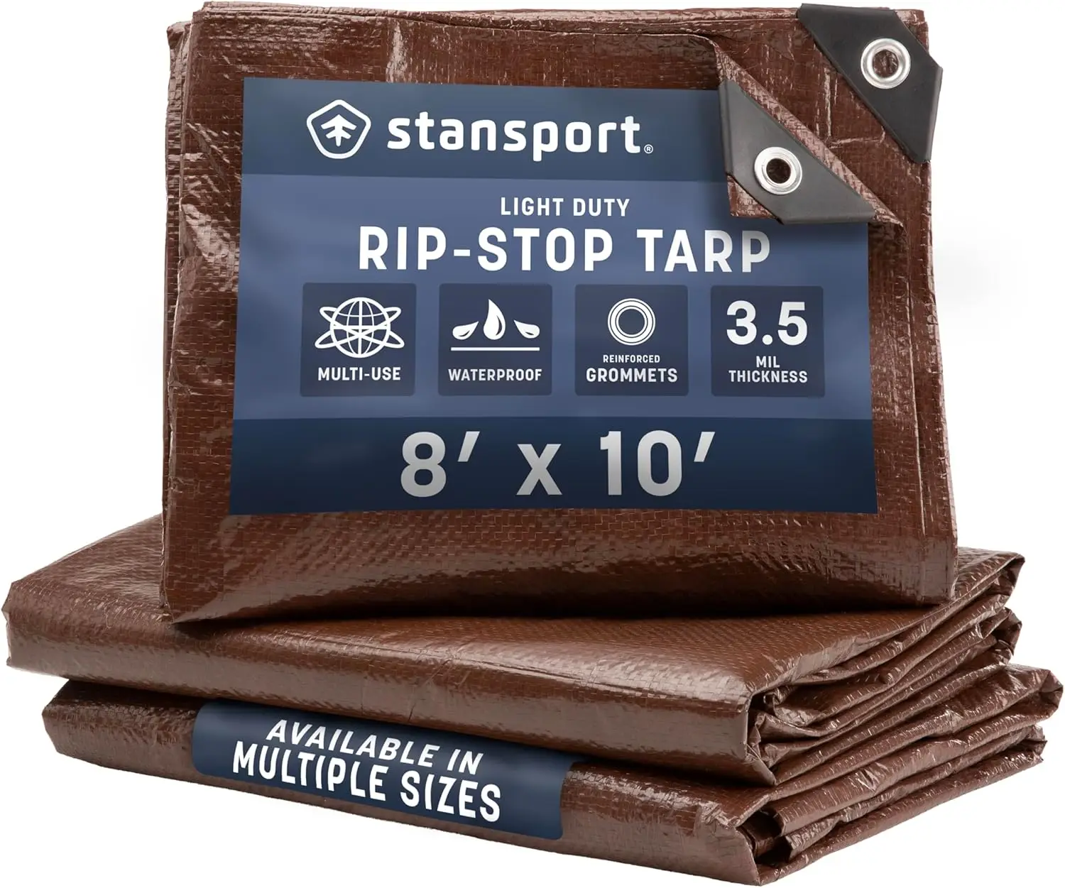 

Light-Duty Rip-Stop Tarp 8' x 10' - Waterproof & Durable Outdoor Cover for Camping, Picnics, and More