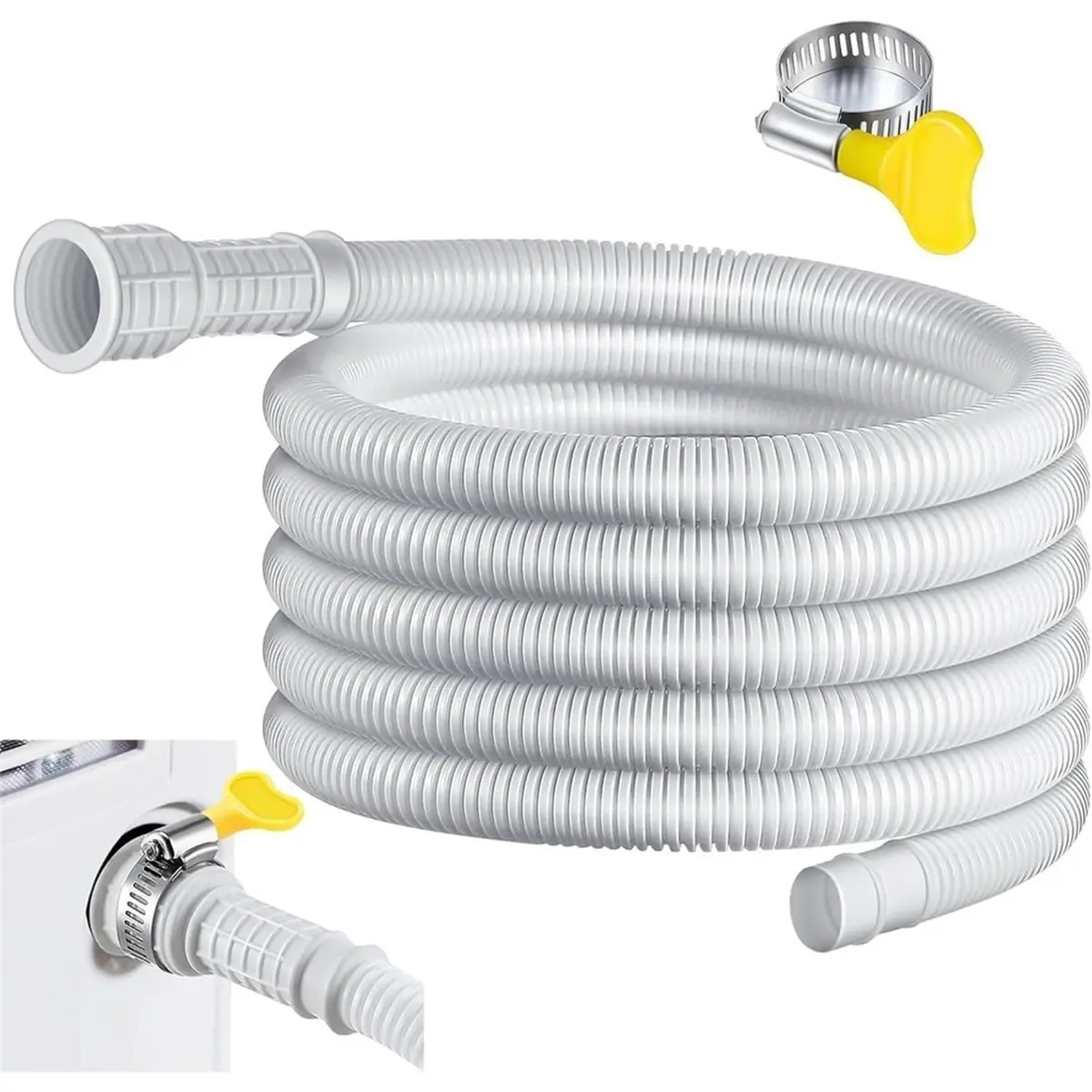 [new trend] Flexible Drain Hose for Air Conditioners and Dehumidifiers - 3 Meters with Cut-to-Fit Rubber Adapter Clamp
