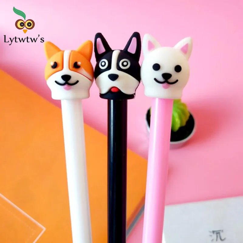 1 Pieces Lytwtw's Cartoon Cute Kawaii Corgi Dog Stationery School Office Gel Pen Supplies Creative Sweet Pretty Lovely Pens