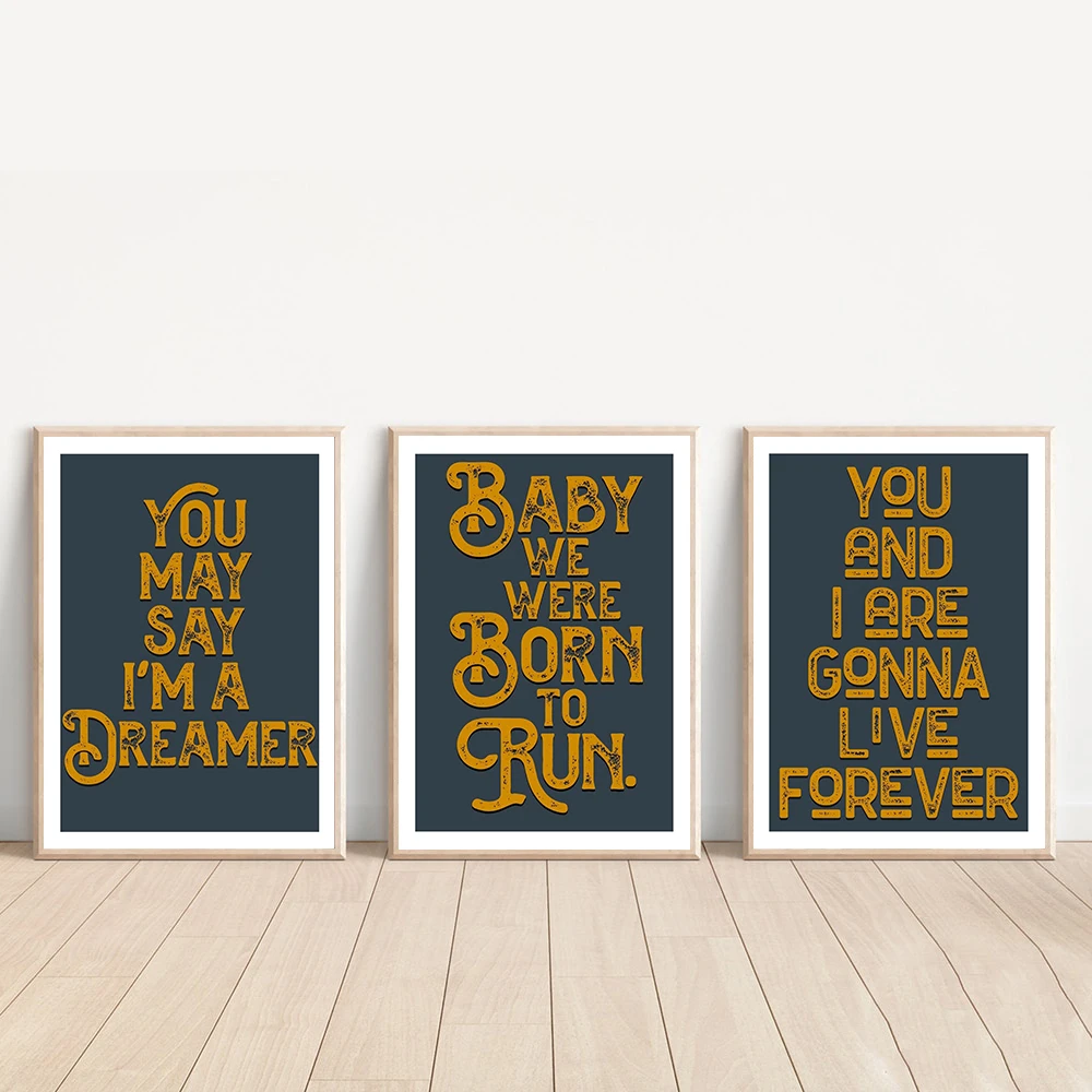 

Live Forever Lyrics Quote Art Print Imagine Born To Run Lyrics Wall Pictures Canvas Painting For Room Nordic Boho Home Decor