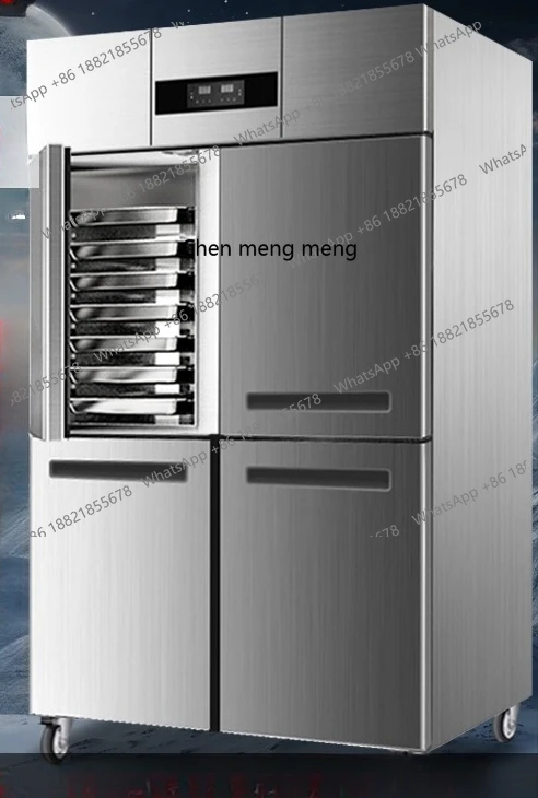 

Четырехдверный холодильник с подносом Коммерческая холодильная камера для выпечки торта и теста для замораживания Двухтемпературная вертикальная морозильная камера большой емкости