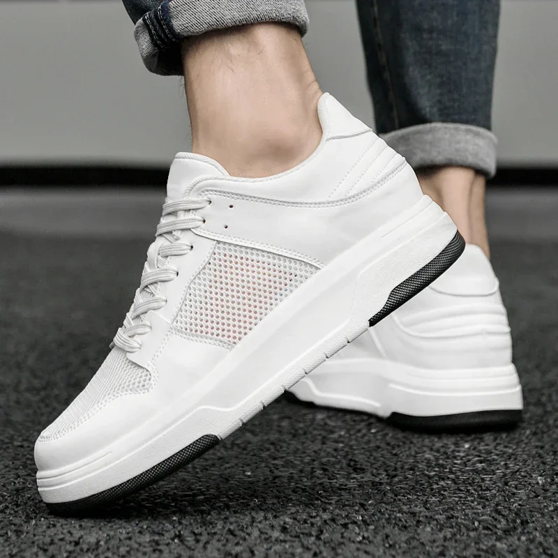 Fashionable And Casual Men's Mesh Height Increasing Shoes Lightweight Sneakers Breathable Versatile Sports Leisure Stroll Shoes