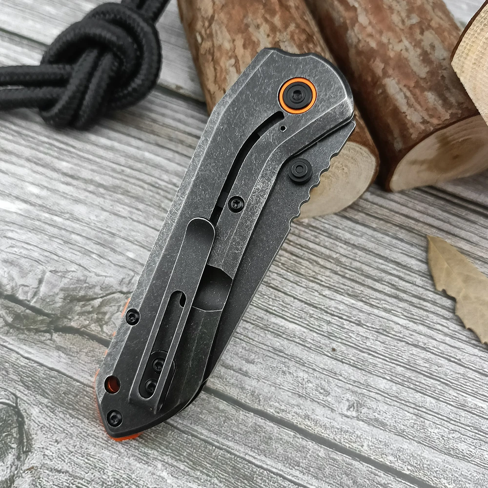 CR 6280 EDC Stone Washed Plain Blade Folding Pocket Knife, Carbon Fiber /G10 Handle, Everyday Carry Hunting Camping Jackknife