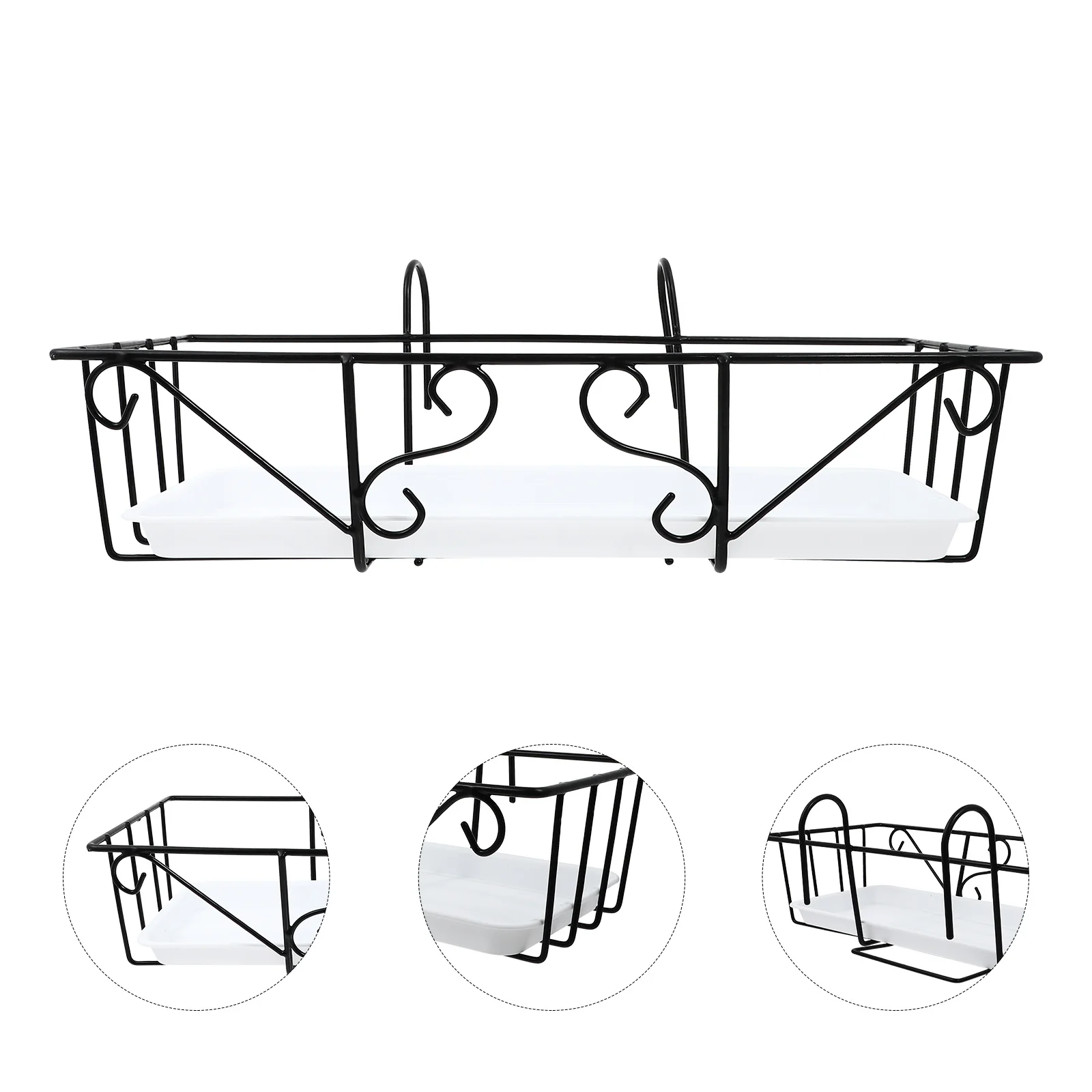 

1 Set Of Balcony Flower Container Hanging Plant Pot With Tray For Indoor Outdoor Use Suspend Flowerpot Railing Gardening Holder
