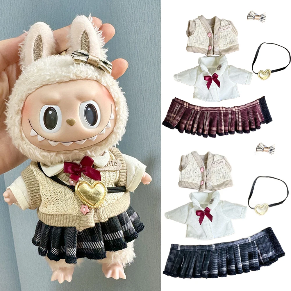 17cm For Labubu outfit clothes doll accessories doll JK skirt set