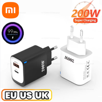 Xiaomi 200W Charger Multi-port Fast Charging EU/US/UK QC 3.0 PD USB Type C Mobile Phone Charger Head For iPhone Huawei Samsung