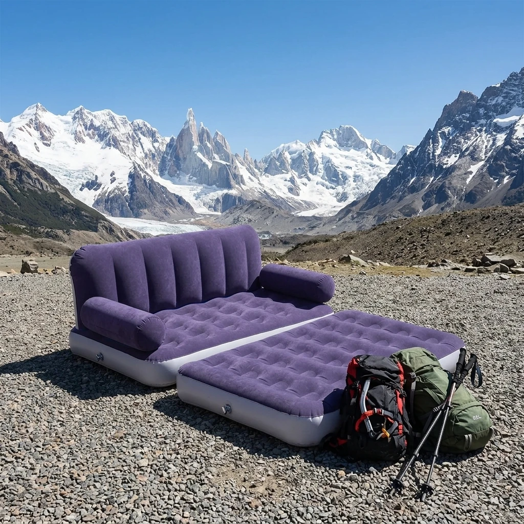 High Quality Modern Foldable Eco-friendly PVC Inflatable Lounger Sofa Bed for Camping Beach Bedroom Living Room Use-Portable