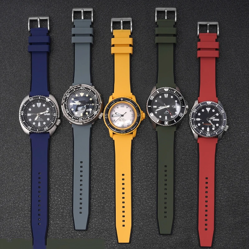 20/22/24/26mm Colorblocking Silicone Strap for Seiko/Omega/Huawei Diving Watch Men Women Casual Sports Replacement Watch Bands