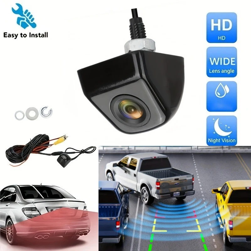 Rückfahrkamera für Autos, Nachtsicht-Rückfahrkamera für PKW, SUV, Wohnmobil, Anhänger, Camper, Transporter, Pickup 480P HD Nachtsicht
